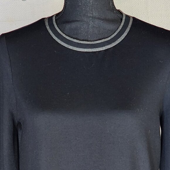 Banana Republic Black Grey Crew Neck 3/4 Sleeve Litwt Poly Rayon Span Top Size S - Picture 2 of 16